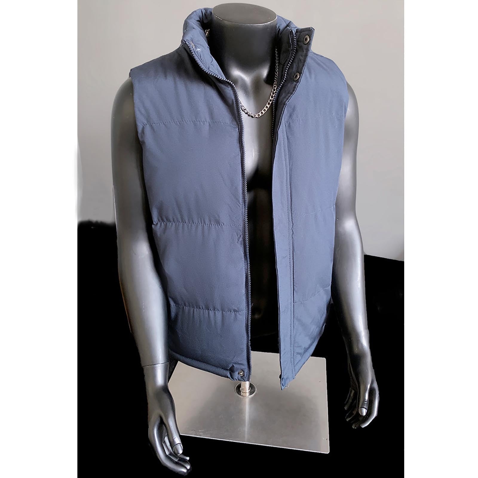 Zedker Men’s Down Puffer Vest with Zipper Pockets Lightweight Packable Full Zip Up Running Warm Sleeveless Jacket with Pockets Blue M