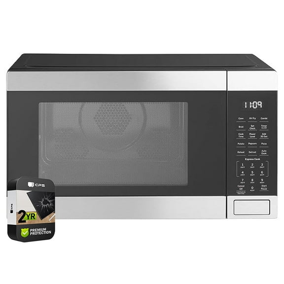 GE GCST10A1WSS 3-in-1 Microwave Oven 1,050 Watts Air Fryer Broiler & Convection 1.0 Cu. Ft Bundle with 2 YR CPS Enhanced Protection Pack