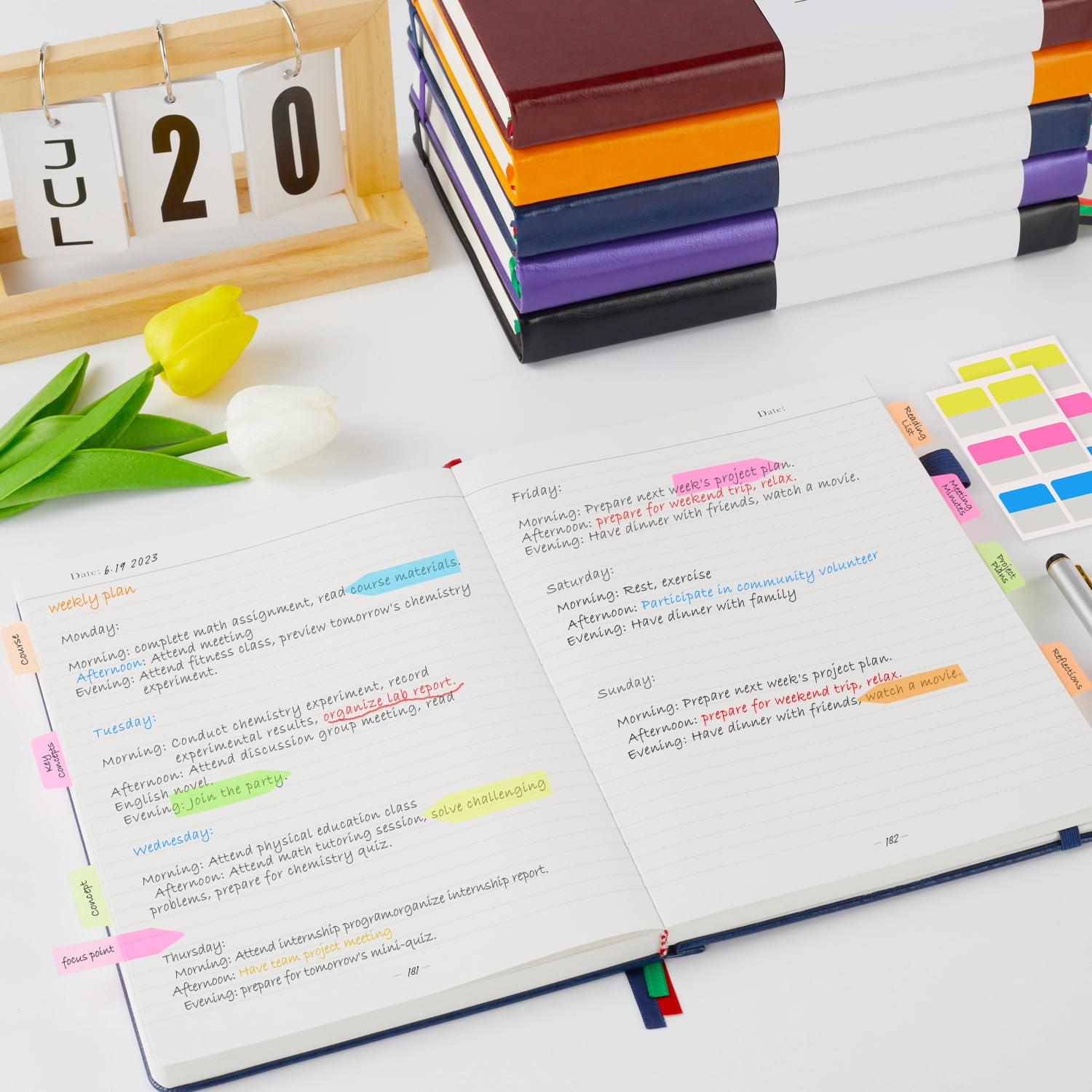 Nirmiro 3-Pack A5 Hardcover Journal Notebooks, 5.7"x8.4" College Ruled, 320 Pages Each 100GSM Paper, Faux Leather Cover, Multi-Color Notebook Set for Writing, Students & Office