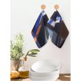 thumbnail image 4 of Blue Brown Geometric Kitchen Dish Towels for Drying Dishes Set of 2, Modern Abstract Art Lines Waffle Weave Microfiber Hand Tea Bathroom Towels Quick Dry & Absorbent Towel 12x12, 4 of 7