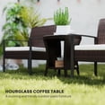 thumbnail image 3 of Table Basse d'Extérieur Ronde en Osier de 18 Pouces, Table d'Appoint de Patio en Rotin PE avec Rangement à 2 Niveaux, Dessus Composite Bois-Plastique, Design Sablier Brun pour Jardin, Balcon et Cour Arrière, 3 of 7