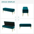 thumbnail image 4 of Tina's Home Velvet Storage Ottoman Bench 45.5" Gold Leg Upholstered Nailhead Trim Button Tufted Bed Foot Stool Home Entryway Teal, 4 of 12