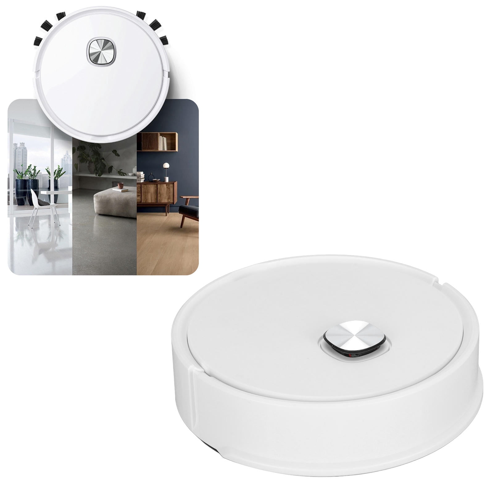 Yajisi 3-in-1 Robot Vacuum Cleaner, Smart Robotic Vacuum for Pet Hair & Floor Cleaning, White, 13.78" x 11.02" x 3.54"