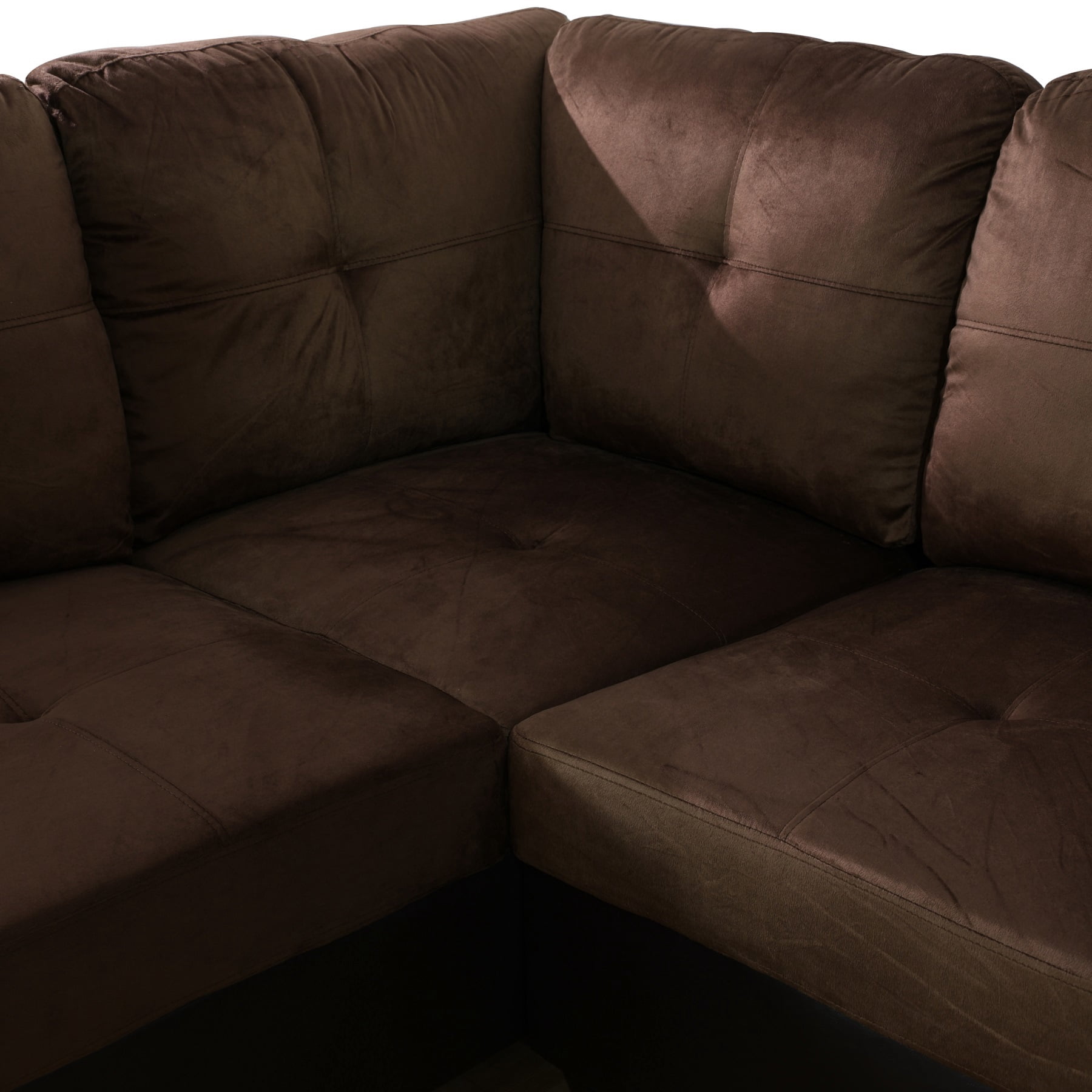 Hommoo Lint & PVC L-Shaped Sectional Couch and Sofa Set, Modern Living Room Furniture Set, Left Side, Brown