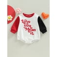 thumbnail image 2 of Faithtur Bébé Garçons Filles Tombent Romper, Manches Longues Col Rond Lettre Impression Contraste Couleur Body, 2 of 8