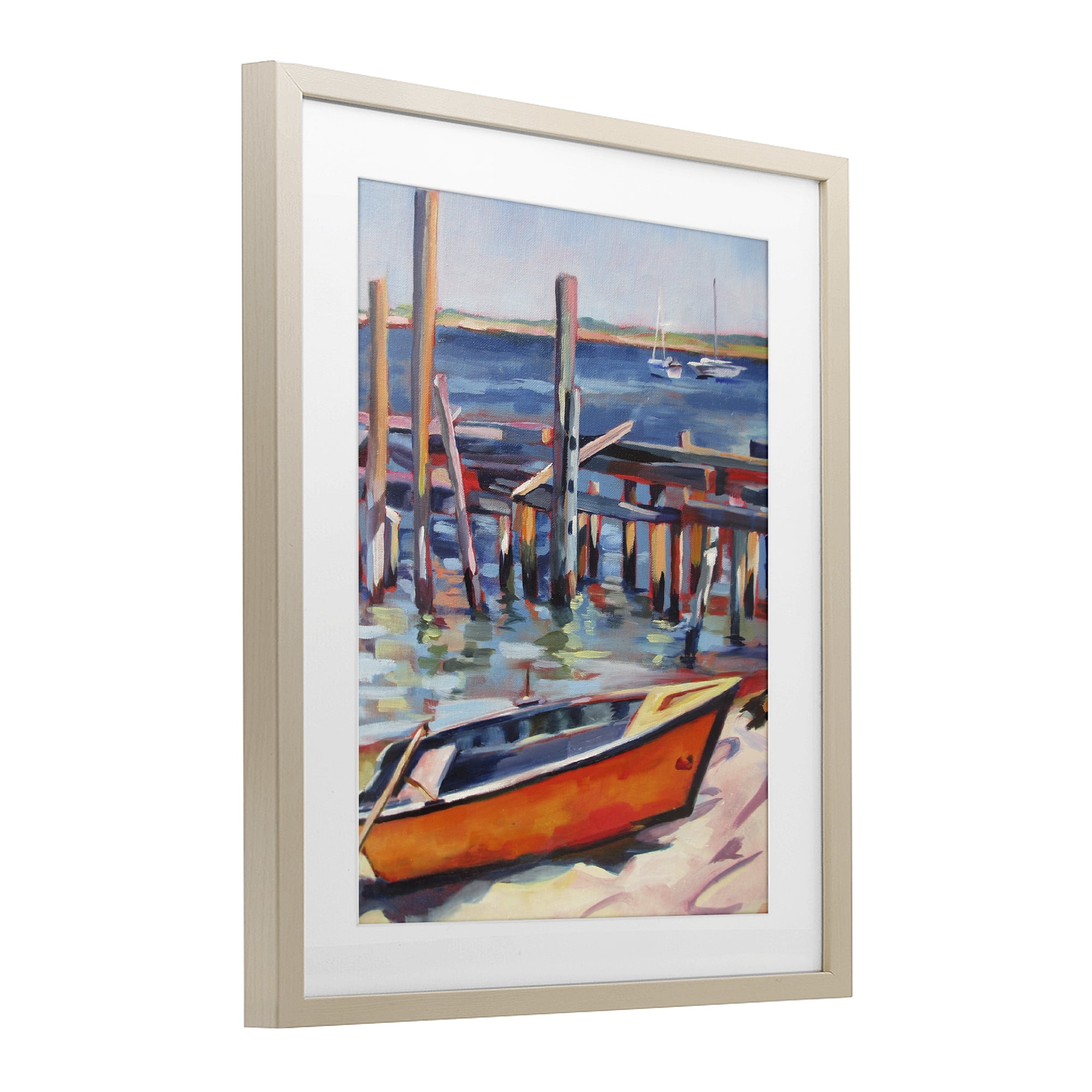 Stupell Industries Provincetown Harbor Boat Birch Framed Print Under Glass, design by Maxine Shore