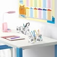 thumbnail image 6 of Hand Drawn Camera Acrylic Pencil Pen Holder Cup 4 Compartments Desktop Organiser 7.87"x2.78"x3.54", 6 of 7