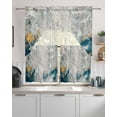 thumbnail image 2 of Teal Gray Glod Kitchen Curtains Sets 36 Inch Length with Valance, Modern Minimalist Abstract Gradient Art Swag Valances and Tiers Curtain Set Drapes Swag Curtains for Living Room, Bathroom, Bedroom, 2 of 6