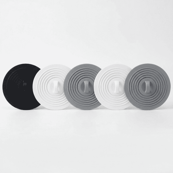 Bathtub Drain Cover, 5 Pack Silicone Shower Drain Stopper, Flat Suction Kitchen Sink Plug for Floor Drain and Laundry, Bathroom Accessories