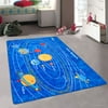 "Allstar Kids / Baby Room Area Rug. Solar System Bright Blue Colorful Vibrant Colors (7 3"" x 10 2"")"