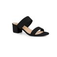 thumbnail image 1 of BLISSFUL STEP Women's Sandals Block Heels Dual Straps Slide Sandals Black 9, 1 of 7
