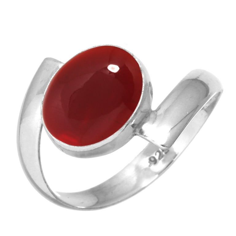 925 Silver Ring For Women - Teens Red Garnet Quartz Stone Silver Ring Size  6.5 January Birthstone Costume Silver Ring Size 6.5 Gift For Wife On Easter 
