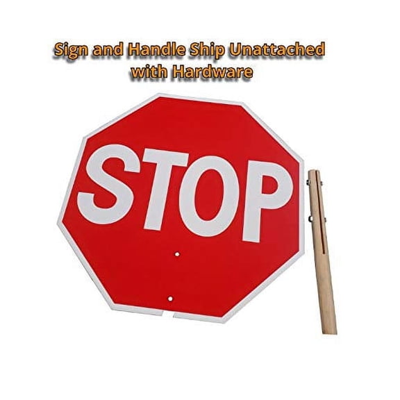 18 inch Hand Held Stop/Stop Sign. Double Sided Non-Reflective Paddle with 12 inch Handle