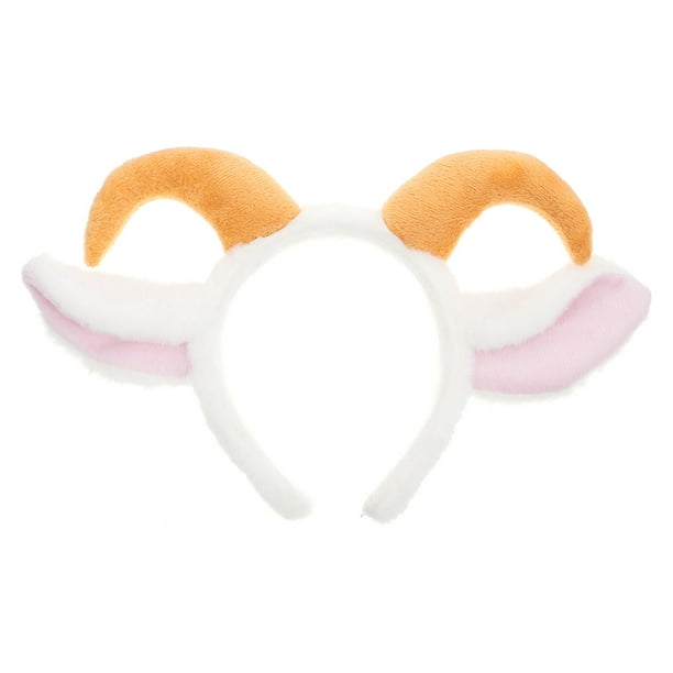 Diadema con orejas de oveja de peluche y cuernos de cabra. Diadema con orejas de cordero para niños y adultos. Ideal para Halloween, Navidad y fiestas. Accesorios para disfraces de animales de granja.