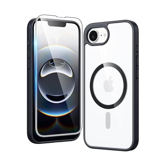 Eryueer for iPhone 17e & iPhone 16e Case Clear: Magnetic Phone Cases with Screen Protector Compatible with Magsafe Anti Yellowing Shockproof Protective Transparent Cell Phone Cover