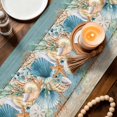 thumbnail image 2 of Teal Blue Brown Beach Coastal Cotton Linen Table Runner for Dining Kitchen, Nautical Shell Starfish Coral Summer Wedding Outdoor Party Tablerunners, Dresser Scarf Tablecloth Runners 13x70 Inches, 2 of 9