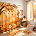 thumbnail image 3 of FRAMICS 16-Piece Fall Shower Curtain Sets with Rugs, Maple Leaves Pumpkin Bathroom Sets, Waterproof Fabric Bathroom Curtain Decor with Hooks, 3 of 11