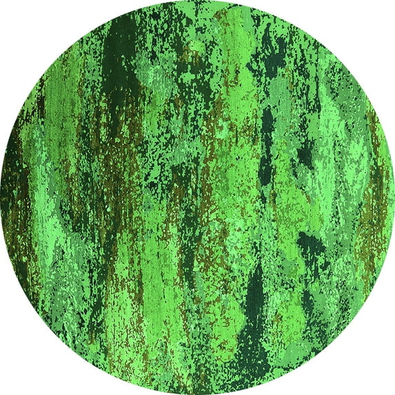 Ahgly Company Indoor Round Oriental Green Industrial Area Rugs, 6' Round