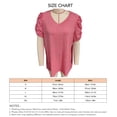 thumbnail image 3 of Mujeres V Masajeadores de cuello Top corto puff mangas plisado ajuste flojo verano casual camiseta rojo claro XXL, 3 of 3