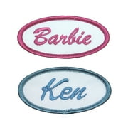 Set of 2 Barbie and Ken Name Tags 3" x 1.5" Embroidered Iron On Uniform Applique Patch