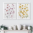 thumbnail image 4 of PixonSign Framed Wall Art Yellow & Pink Wildflowers Posters, Set of 2 Nature Wilderness Floral Botanical Boho Illustrations Wall Decor, Adhesive Canvas Prints for Home Decor - 11"x14" White, 4 of 5