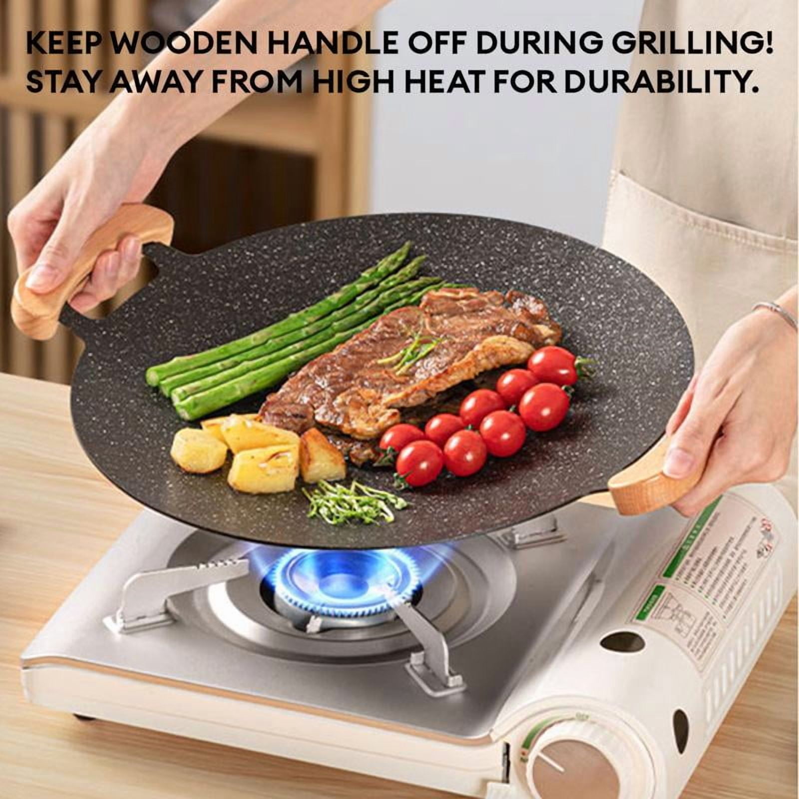 Grill Pan Non Stick Pan Barbecue Plate BBQ Portable Grill,Camping Korea Griddle Grill Pan Outdoor Camping BBQ Stove Roasting Grill Plate Kitchenware Nonstick