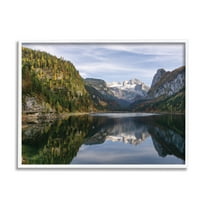 Stupell Peaceful Mountain Lake Reflection Landscape Photography White Framed Art Print Wall Art