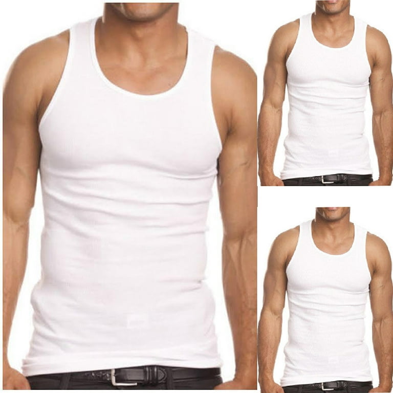 3-Pack Men's A-Shirt Tank Top Gym Workout Undershirt Athletic