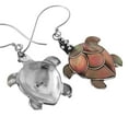 thumbnail image 3 of Brown Mother of Pearl Shell Inlay Turtle 925 Sterling Silver Drop Earrings, 13/16", 3 of 3