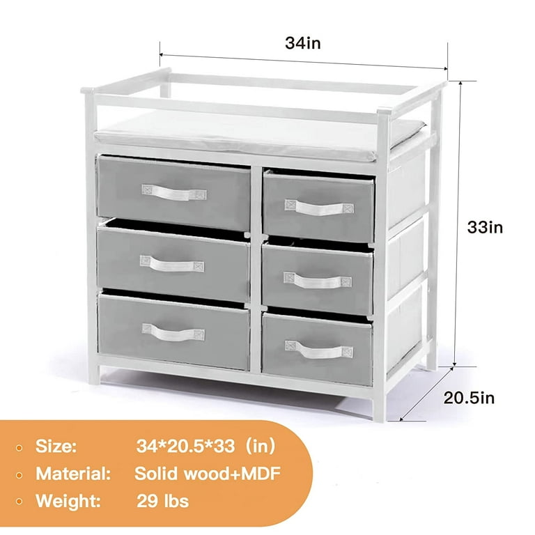 Linor Baby Changing Table with 6 Storage Baskets Nursery Dresser