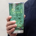 thumbnail image 4 of 20oz Stainless Steel Insulated Tumbler - The Beach Is Calling And I Must Go - Leak-Proof Ocean Coral Beach Travel Cup, Coastal Summer Drinkware for Beach Lovers, 4 of 6