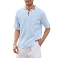 thumbnail image 1 of BOBOGOJP Mens Shirt Stretch Short Sleeve Basic Formal Shirts Solid Business Button Down Shirts,Blue XXL, 1 of 4