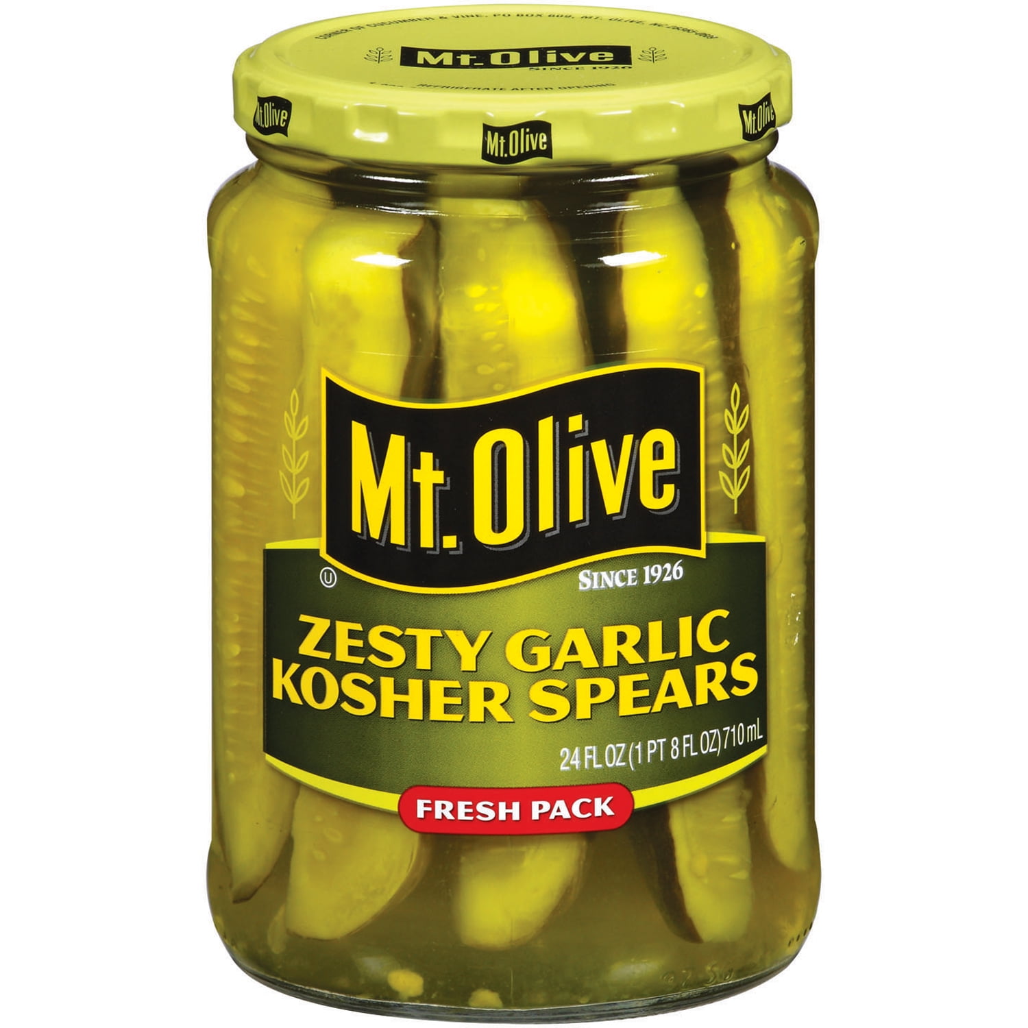 Mt. Olive Zesty Garlic Kosher Spears Pickles, 24 fl oz