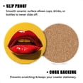 thumbnail image 3 of BaHomeck Drink Coasters Set of 4 with Holder open red lips with tongue sticking out on yellow background Water Absorbent Ceramic Coasters Tabletop Protection,Suitable for Various Cup ,Home Decor, 3 of 4