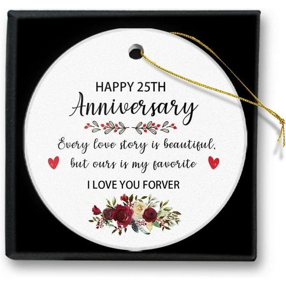 Wedding Anniversary Christmas Ornament Hanging Tree Xmas Keepsake,Happy 25Th Anniversary
