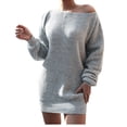 thumbnail image 5 of Ropa de mujer Vestido de otoño e invierno Vestido estilo suéter de punto con mangas abullonadas y hombros descubiertos estilo europeo y americano, 5 of 5