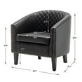 thumbnail image 4 of KINWELL  PU Leather Tufted Barrel Chair Club Armchair with Nailheads Black, 4 of 4