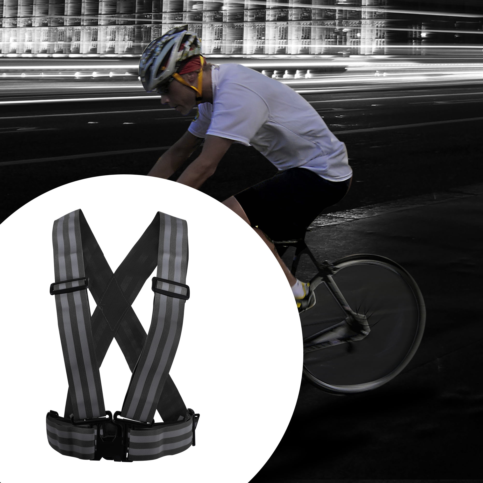 Unique Bargains High Visibility Safety Walking Cycling Reflective Vest Black