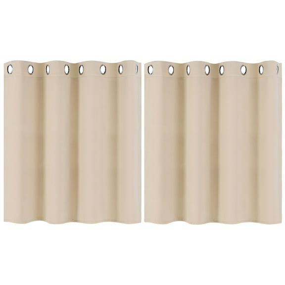 Unique Bargains Blackout Window Curtains Kitchen Panels Set of 2 Beige 52" x 36"