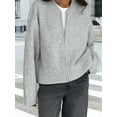 thumbnail image 5 of Female'S Chunky Knit Zip-Up Cardigan Sweater,Fall Open Front Long Sleeve Ribbed Knit Outerwear Coats Grey M, 5 of 8
