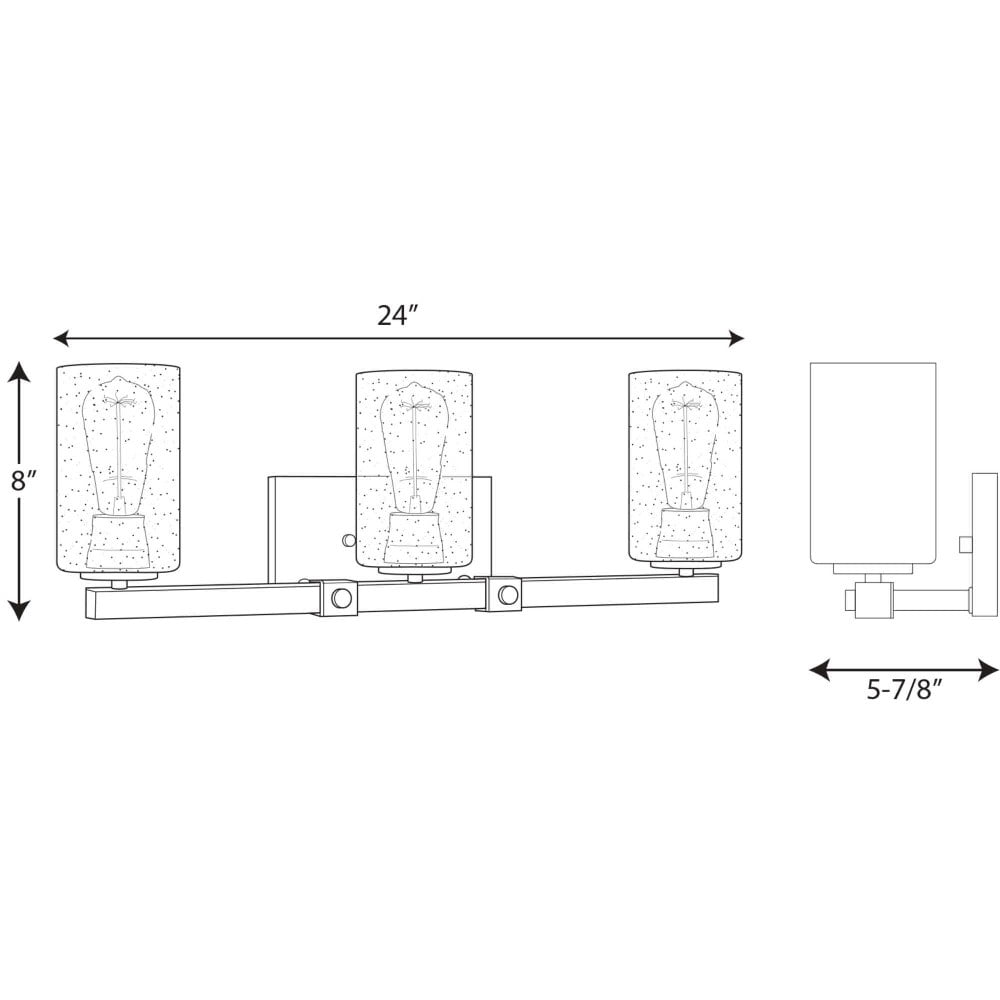 Barnes Mill Collection Three-Light Antique Bronze Clear Seeded Glass Farmhouse Bath Vanity Light