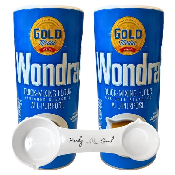 Wondra Quick Mixing All Purpose Flour 13.5 oz (2 Pack) with Perdy Good Measuring Spoon