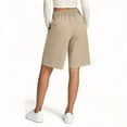 thumbnail image 4 of Womens Athletic Shorts, Audhol Women's Solid Color Comfortable Loose Cotton Shorts Casual Pants Drawstring Sports Pants Sweat Shorts Women Khaki 2XL, 4 of 8