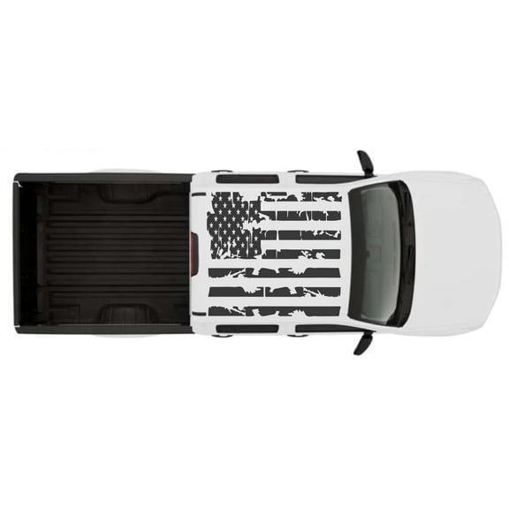 AnyStickerYouWant - Rooftop USA American Flag Decal Sticker Fits on & Compatible with Nissan Frontier Truck - Truck Full Roof Flag Decal Sticker Kit - Distressed or Regular