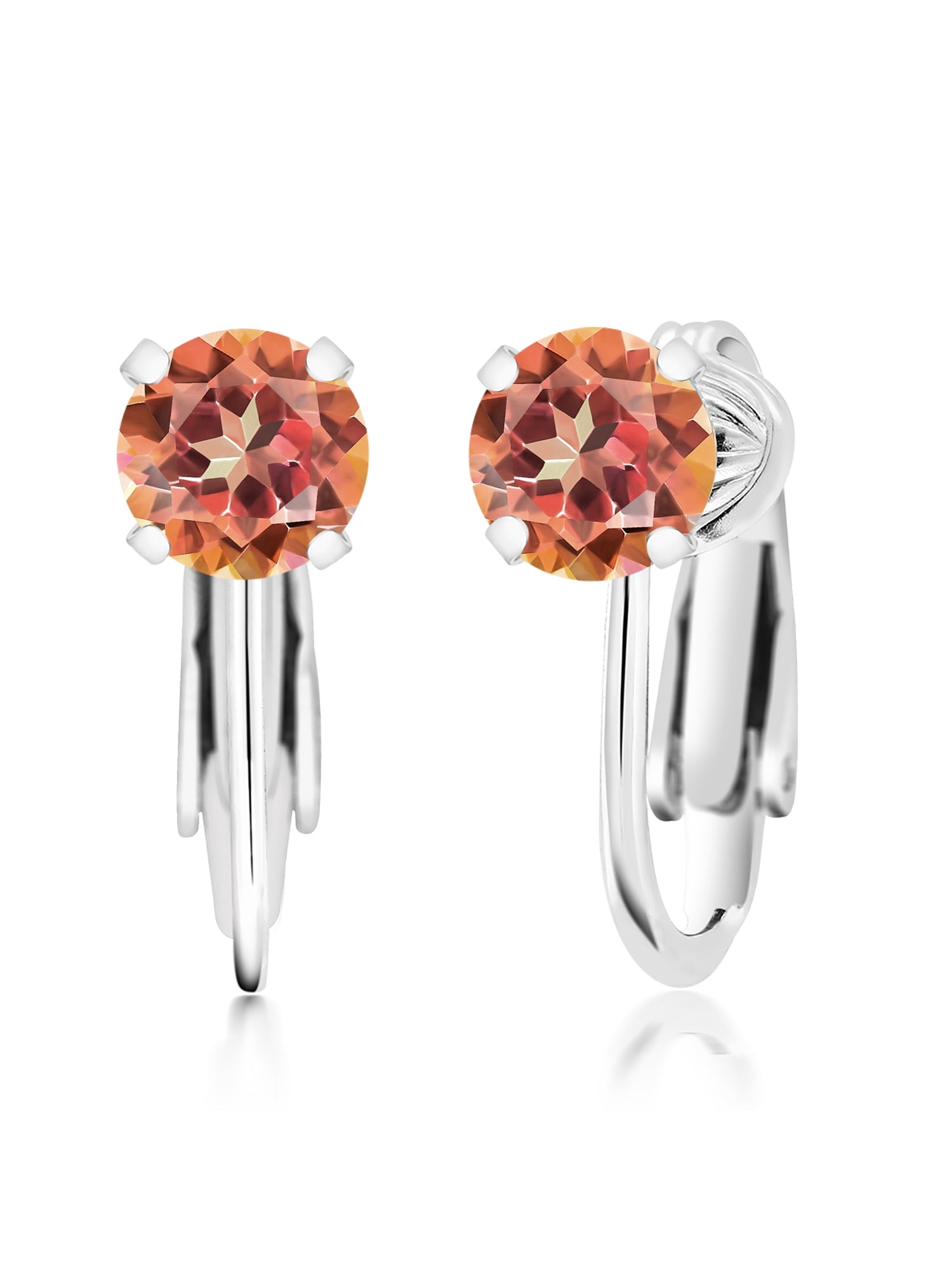 Gem Stone King 925 Sterling Silver Ecstasy Mystic Topaz Clip On Earrings For Women 1 90 Ct Round 6mm Walmart Com