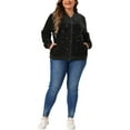 thumbnail image 2 of Agnes Orinda Women's Plus Size Sequin Jacket Sparkle Long Sleeve Front Zip Bomber Jackets 1X Black, 2 of 6