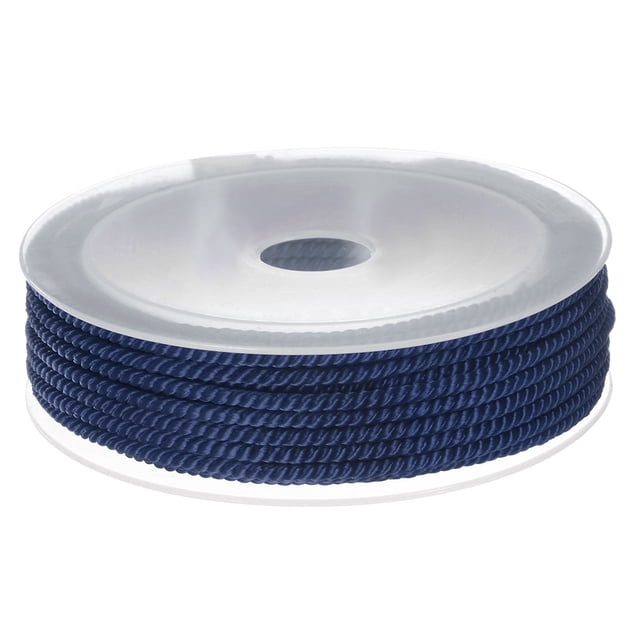 Unique Bargains Twisted Nylon Twine Thread Beading Cord 3mm 7M/23 Feet Extra Strong Braided Nylon String, Dark Blue