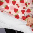 thumbnail image 3 of Oversized Wearable Blanket Hoodie,Red Strawberry Plants Fruit Dot Pink Pattern Sherpa Blanket Hoodie with Super Pockets,Super Warm Fuzzy Pullover for Women & Men, 3 of 6