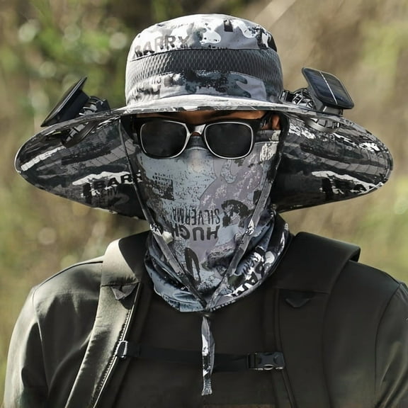 Wide Brim Solar Dual Fan Cap, Solar Cap With Fan, Solar Charging And Usb Charging Fan, Outdoor Fishing Sun Hat For Men And Women