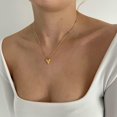 thumbnail image 3 of Cute Heart Necklace Petite Gold Heart Charm Choker Necklace Cube Heart Charm Choker 14K Gold Plated Beaded Chain, 3 of 5
